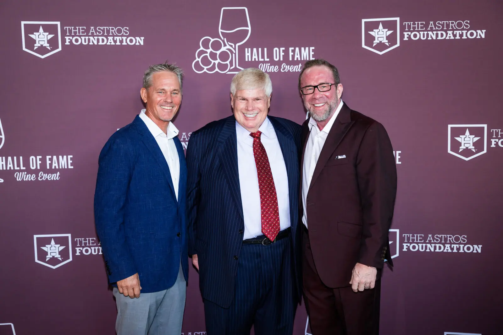 Craig Biggio, John Eddie Williams, Jeff Bagwell at the Houston Astros Hall of Fame Wine Dinner (Photo courtesy of Houston Astros)  (Photo by  Houston Astros)