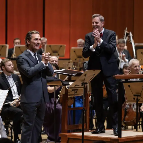 Matthew McConaughey joins the Houston Symphony Opening Night concert conducted by Steven Reineke with narration of  Aaron Copland’s iconic ‘Lincoln Portrait.’ (Photo by Melissa Taylor)