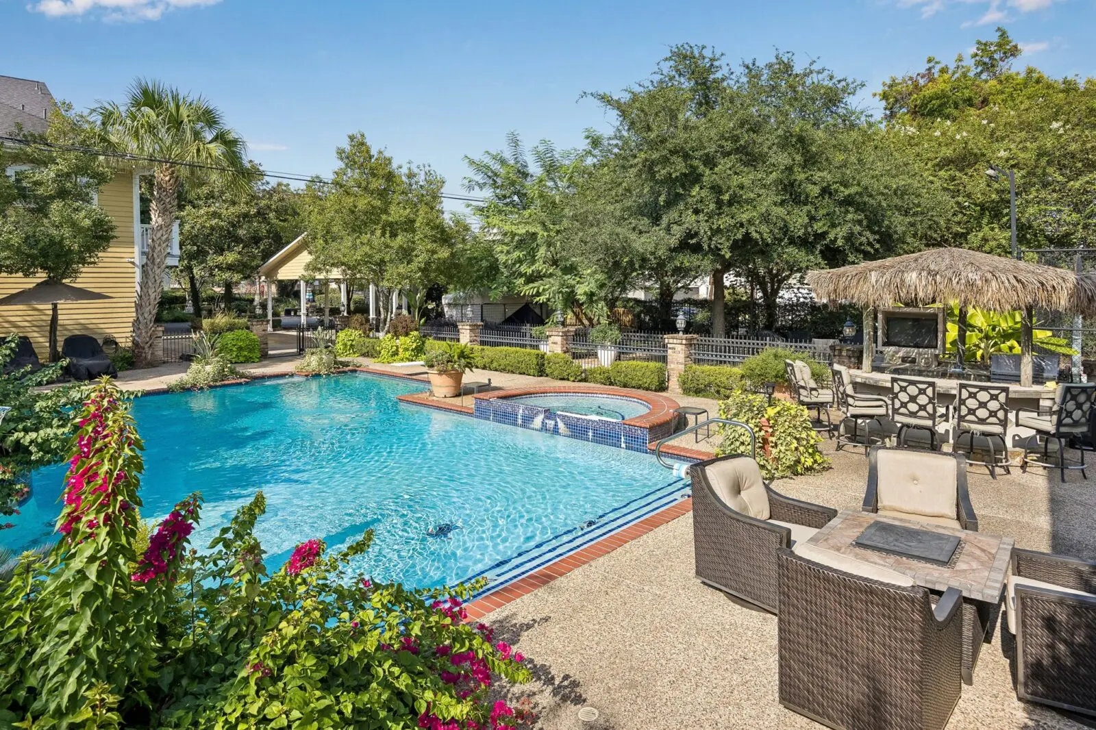 The lush entertaining areas surrounding the pool  (Photo by TK Images for Martha Turner Sotheby's International Realty)