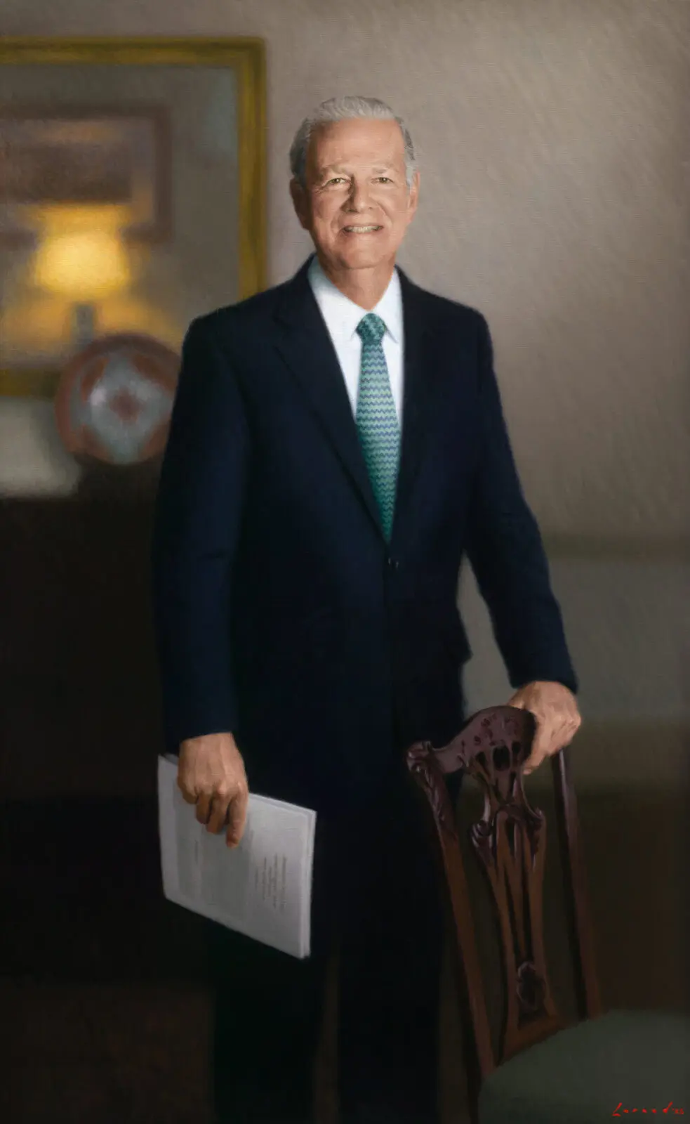 David Larned, "Secretary James Baker," 2025. The portrait was commissioned for Baker Botts' 185th anniversary and unveiled in February 2026.
