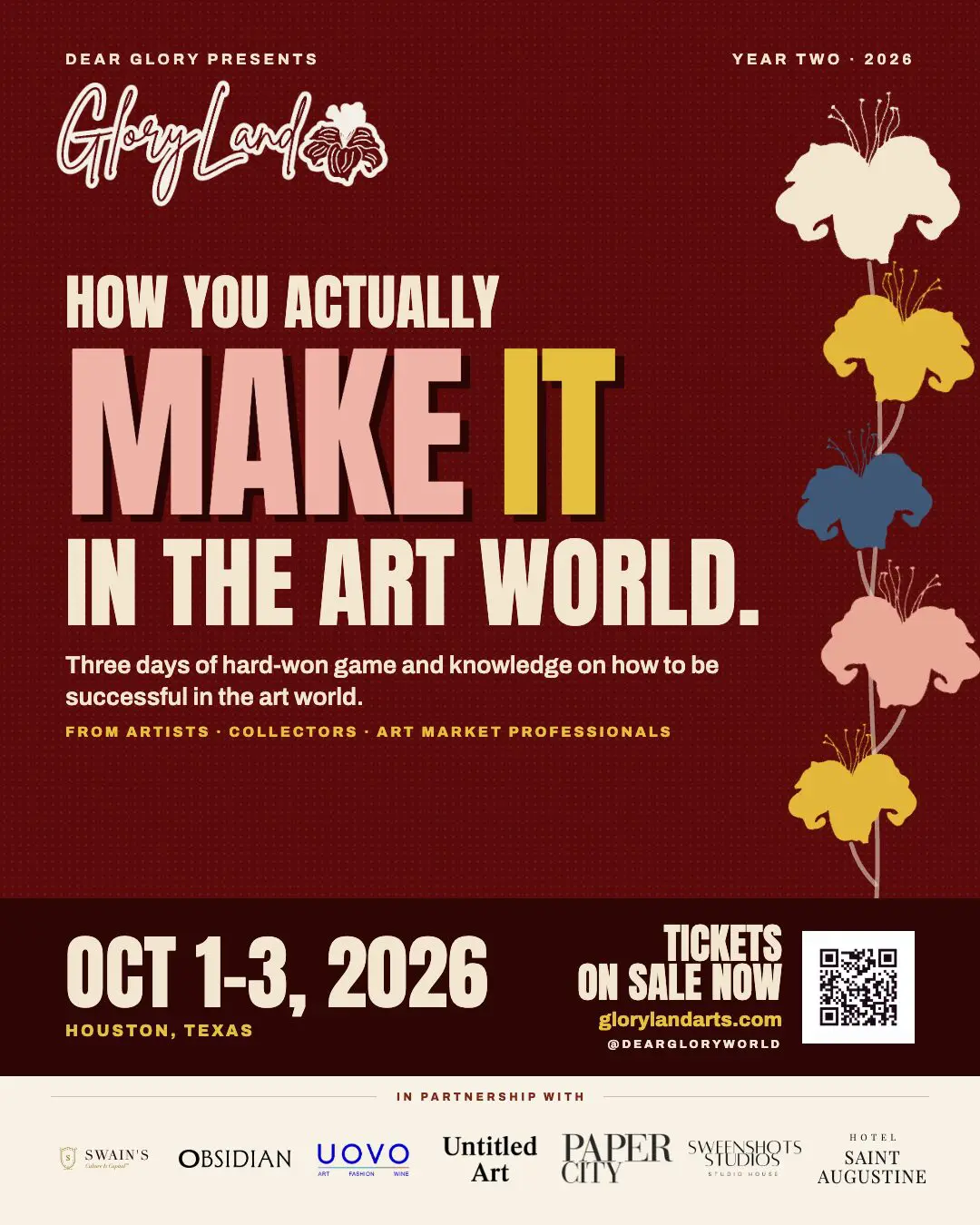 The art-smart GloryLand experience returns in 2026 aligned with Untitled Art, Houston. 