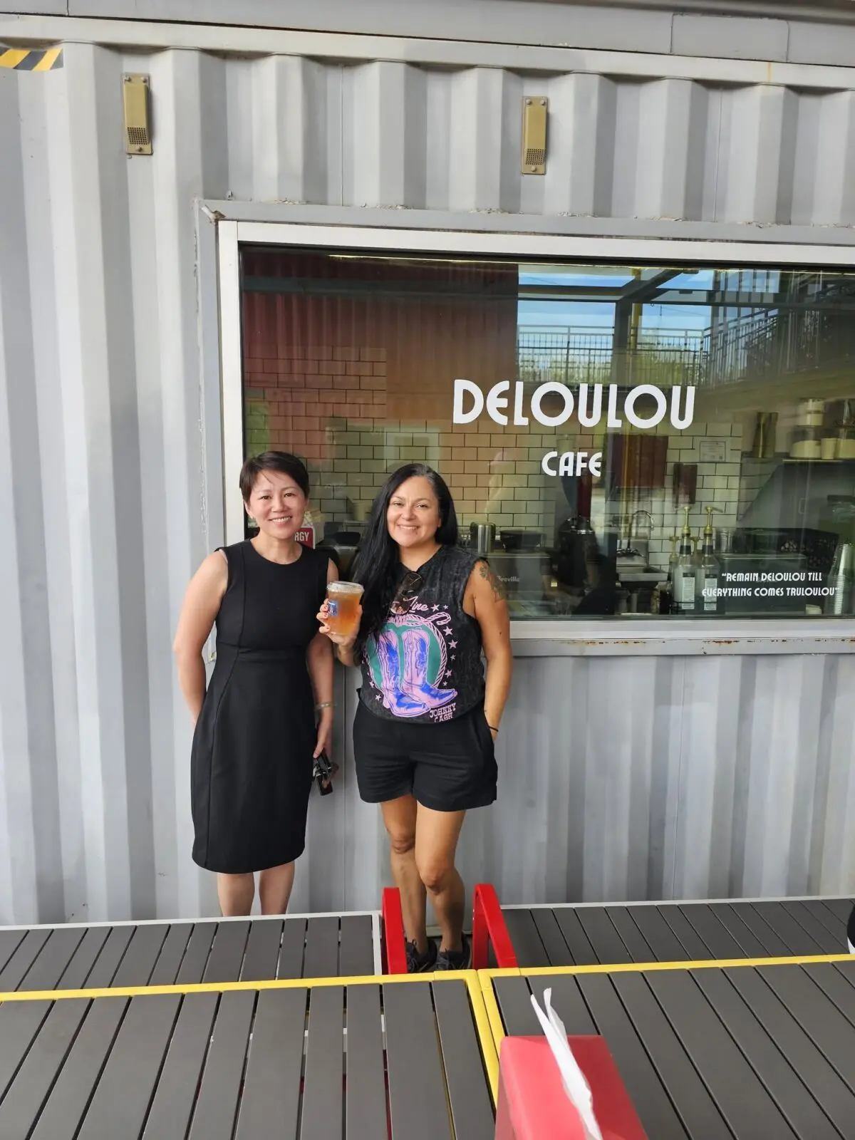 Tucked inside a 20-foot shipping container at the CONNEX development on Evans Avenue, Deloulou Cafe brings a playful coffee stop to the Near Southside. (Photograph by Historic Southside Neighborhood Association)