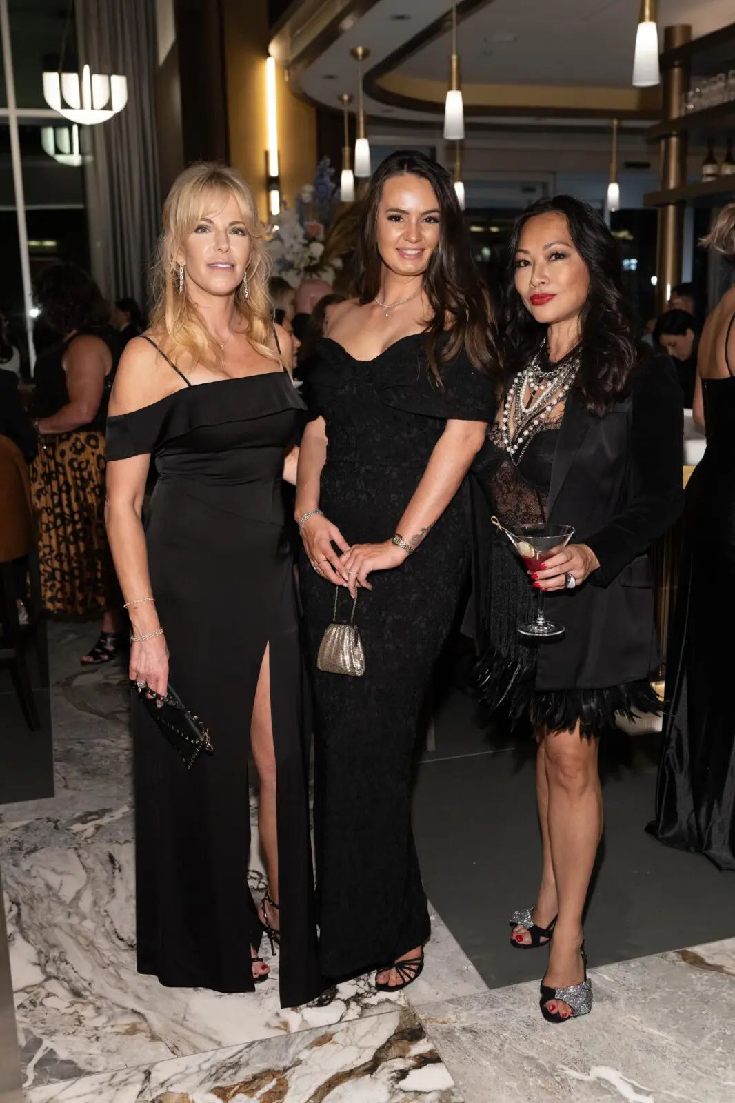 Amy Becker, Holly Gage, Chloe Di Leo at the VIP grand opening of the deluxe Mack Allen's restaurant.