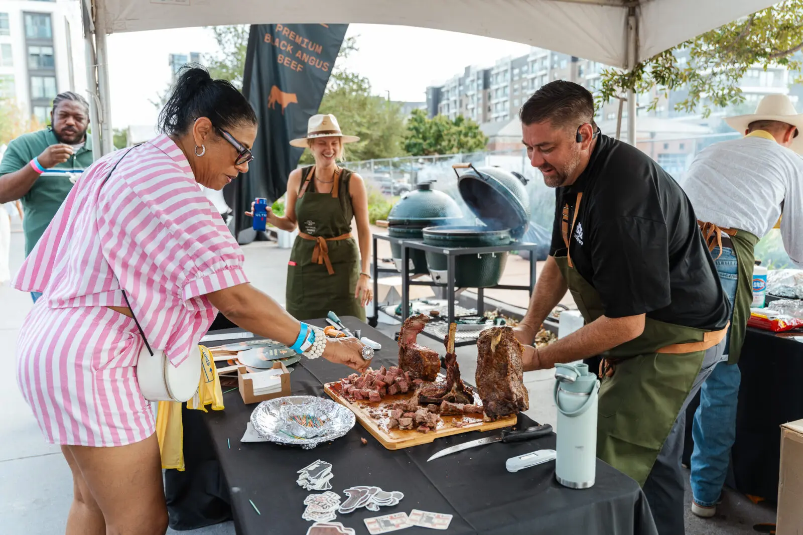 The wood-fired Republic Reserve beef tomahawk steak a really big thing at Houston Chefs for Farmers. (Photo courtesy of Hasan Yousef)