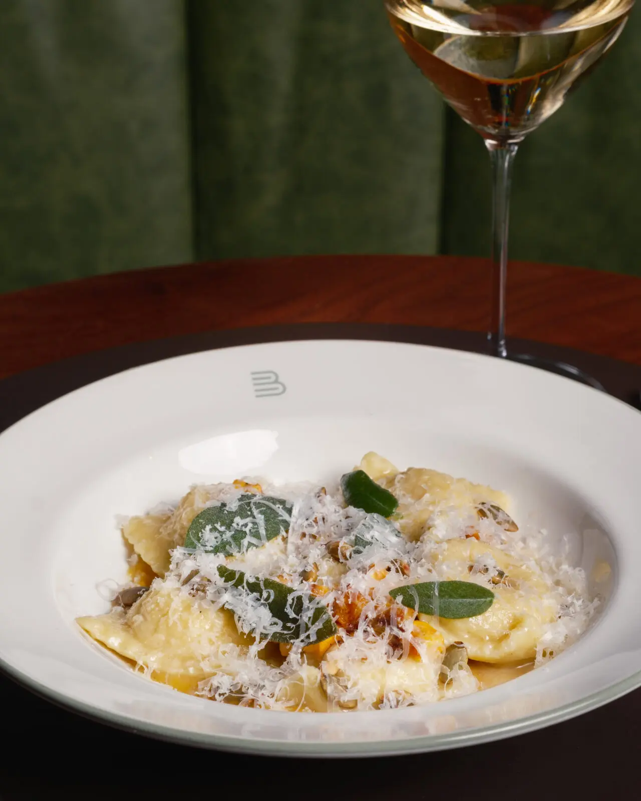 Winter Squash Ravioli, with 
brown butter, sage, aged balsamic and 
parmesan is available on the dinner menu at Bar Bludorn. (Photo courtesy of Caroline Fontenot)