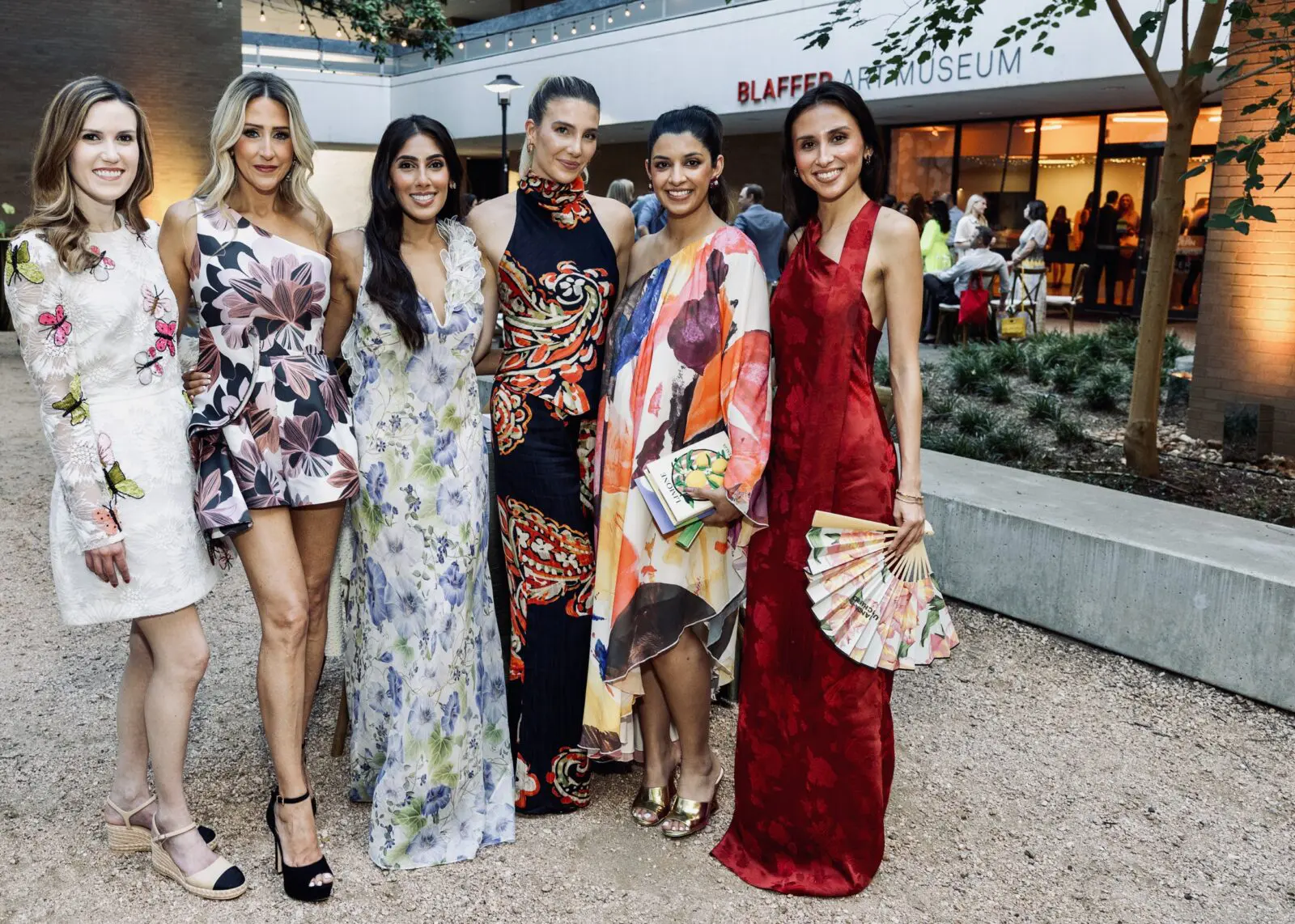 Heather Almond, Andrea Simmons, Zinat Ahmed, Marti Grizzle, Madiha Dhanani, Emily Reaves at Blaffer Art Museum Cocktails in the Courtyard  (Photo by Jenny Antill Clifton)