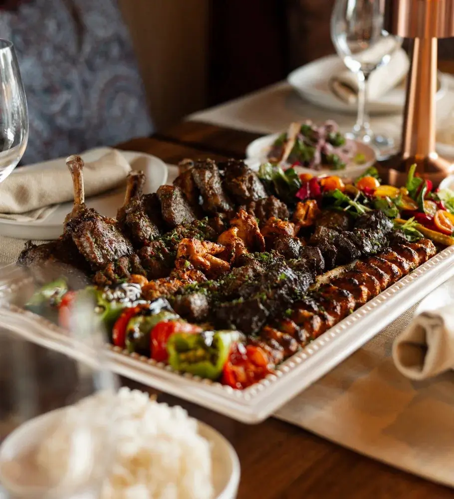 Alania’s kitchen is led by Chef Tuna Patiroglu, with a menu that features hot and cold mezze, meats and fish cooked on an ocakbasi grill, pides baked in a stone oven, and desserts. (Courtesy of Alania)