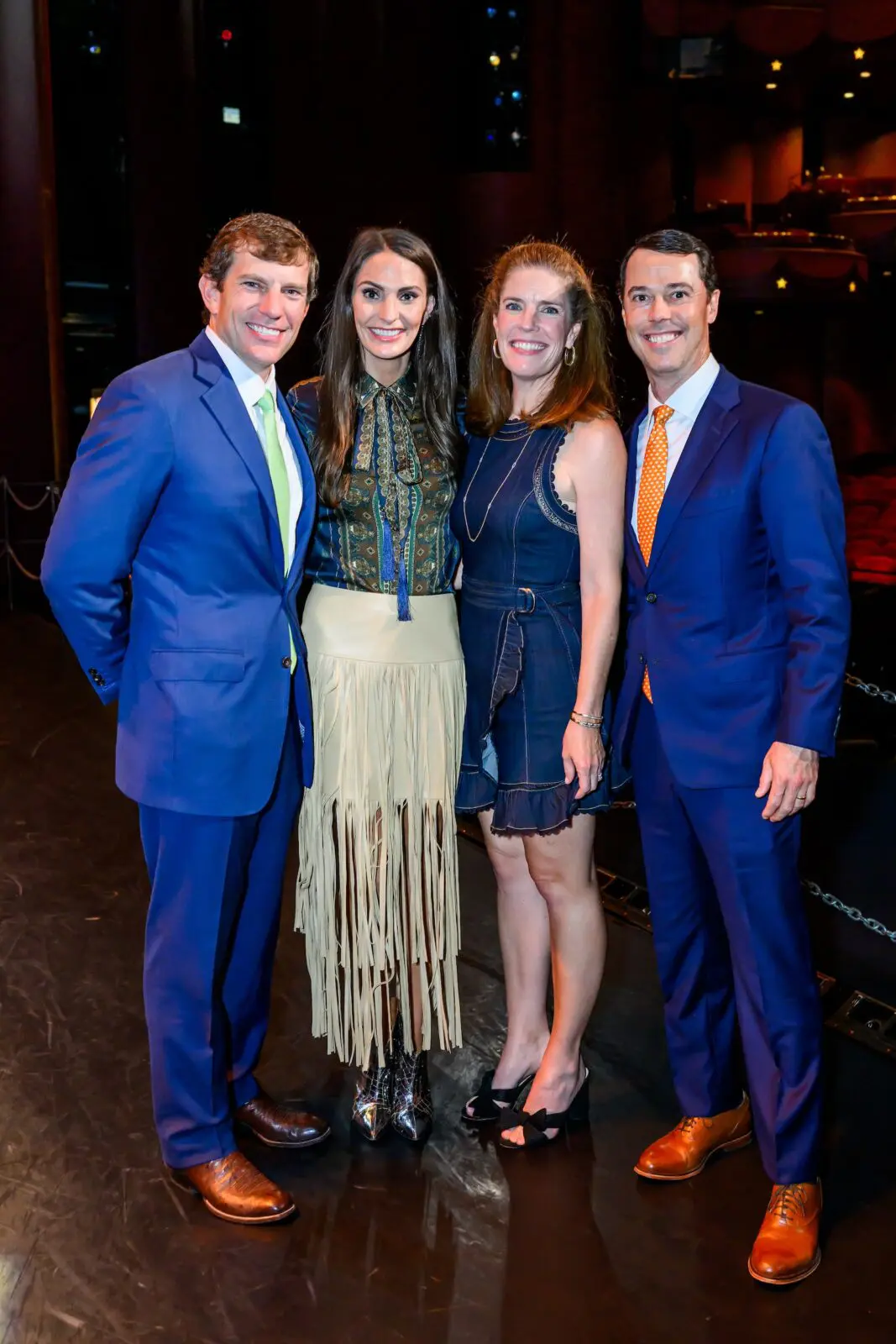 Chris & Leigh Joseph, Jennifer & Chris Laporte at Houston Ballet's opening night dinner on stage at Wortham Theater Center  (Photo by Michelle Watson, CatchlightGroup.com)