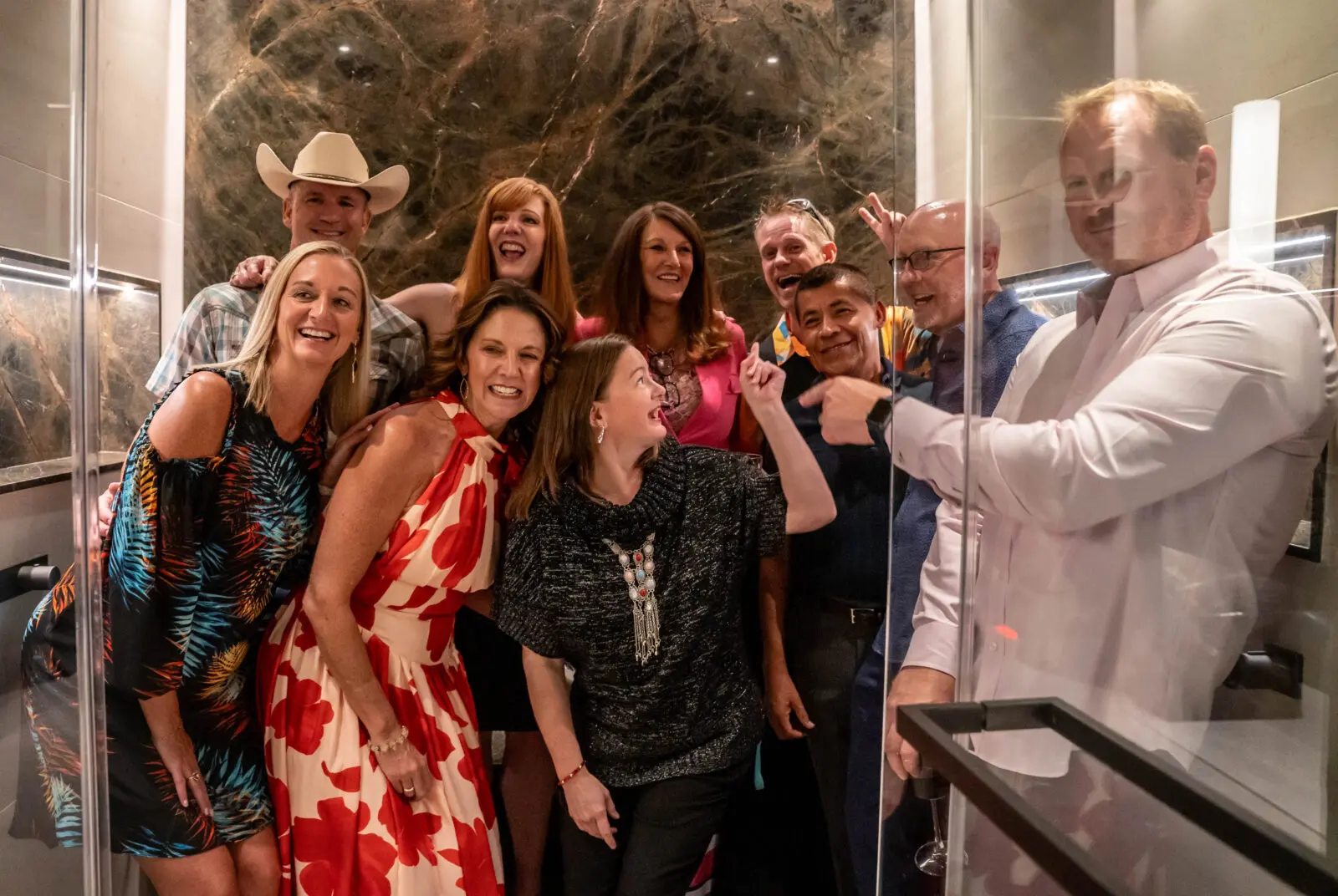 Top left to right: Eddie Moran, Crystal Fearon, Jo Ellard, Matt Griffin. Bottom left to right: Angela Moran, Courtney Hart, Jeff Hart, Pauline Cowden, Lauro, Lynn Martin, Jeff Hart (Photo by  Meraf Berhanu)