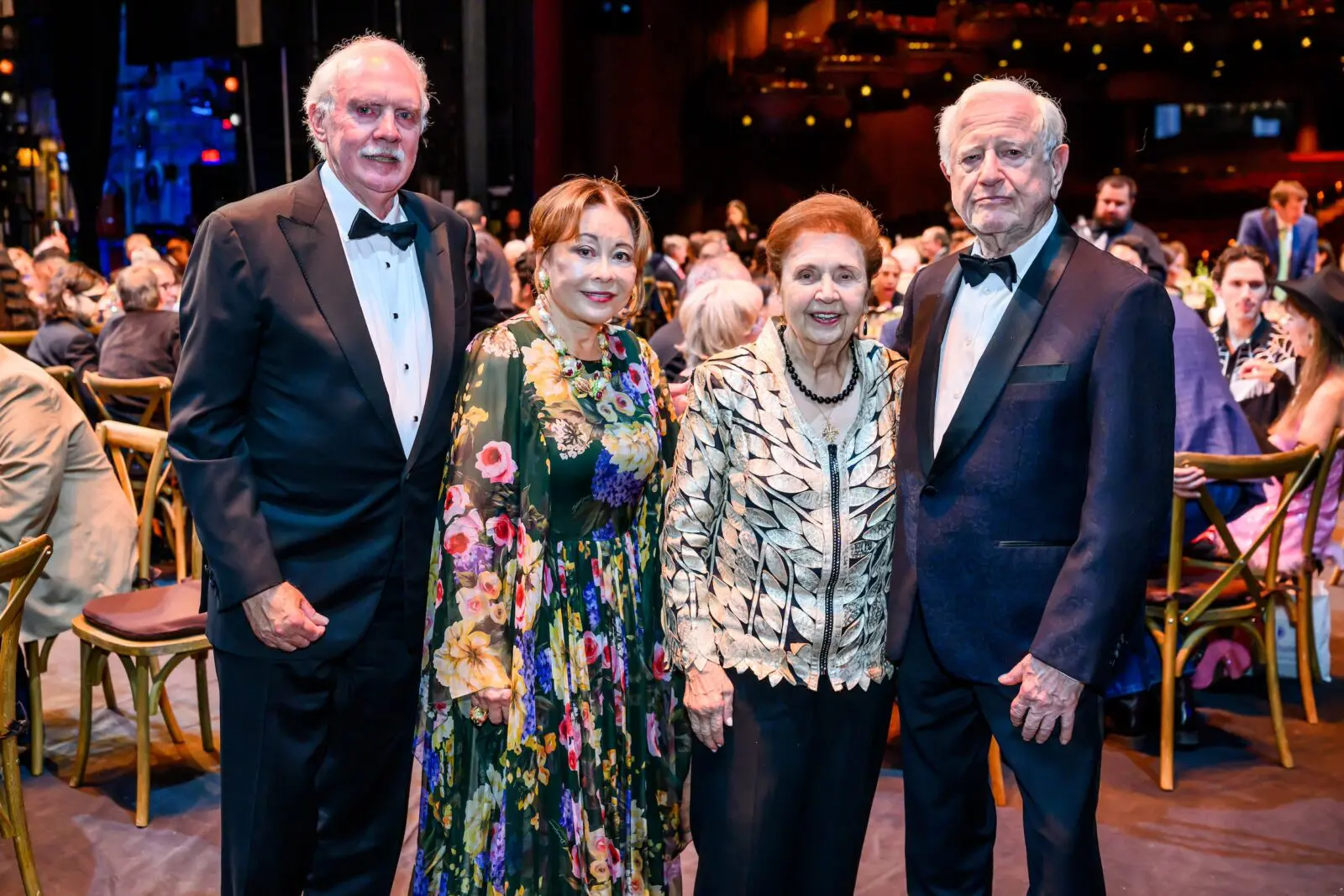 Edward & Rini Ziegler, Helen & Jim Shafer at Houston Ballet's opening night dinner on stage at Wortham Theater Center  (Photo by Michelle Watson, CatchlightGroup.com)