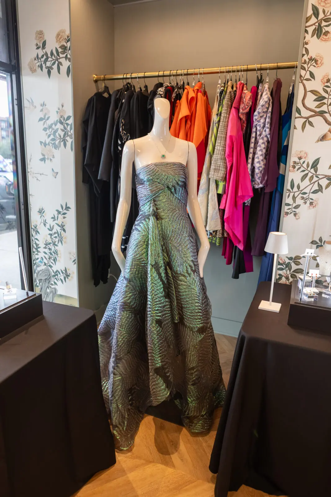 A glam gown from David Peck.