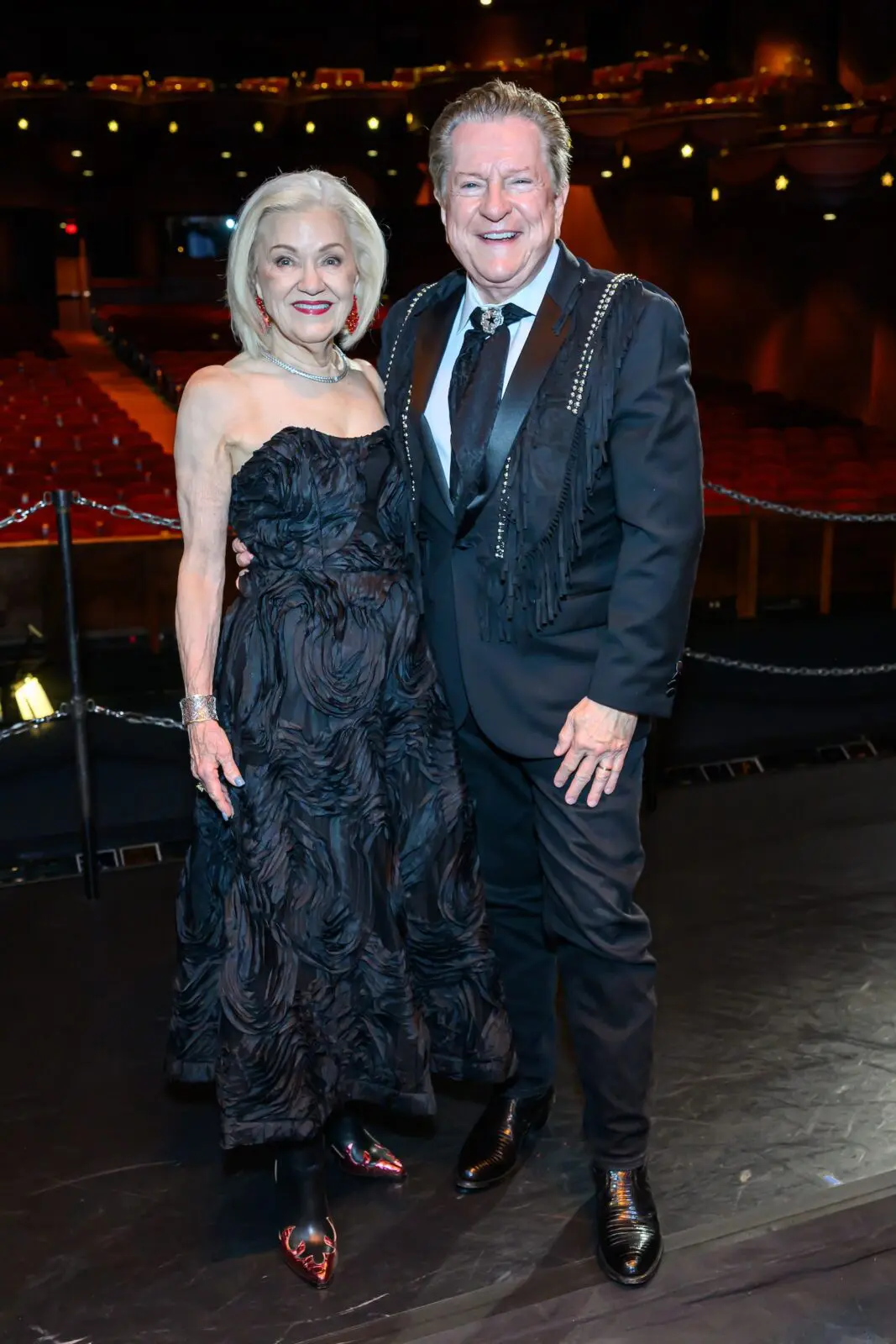 Jo Furr, Bill Stubbs at Houston Ballet's opening night dinner on stage at Wortham Theater Center  (Photo by Michelle Watson, CatchlightGroup.com)