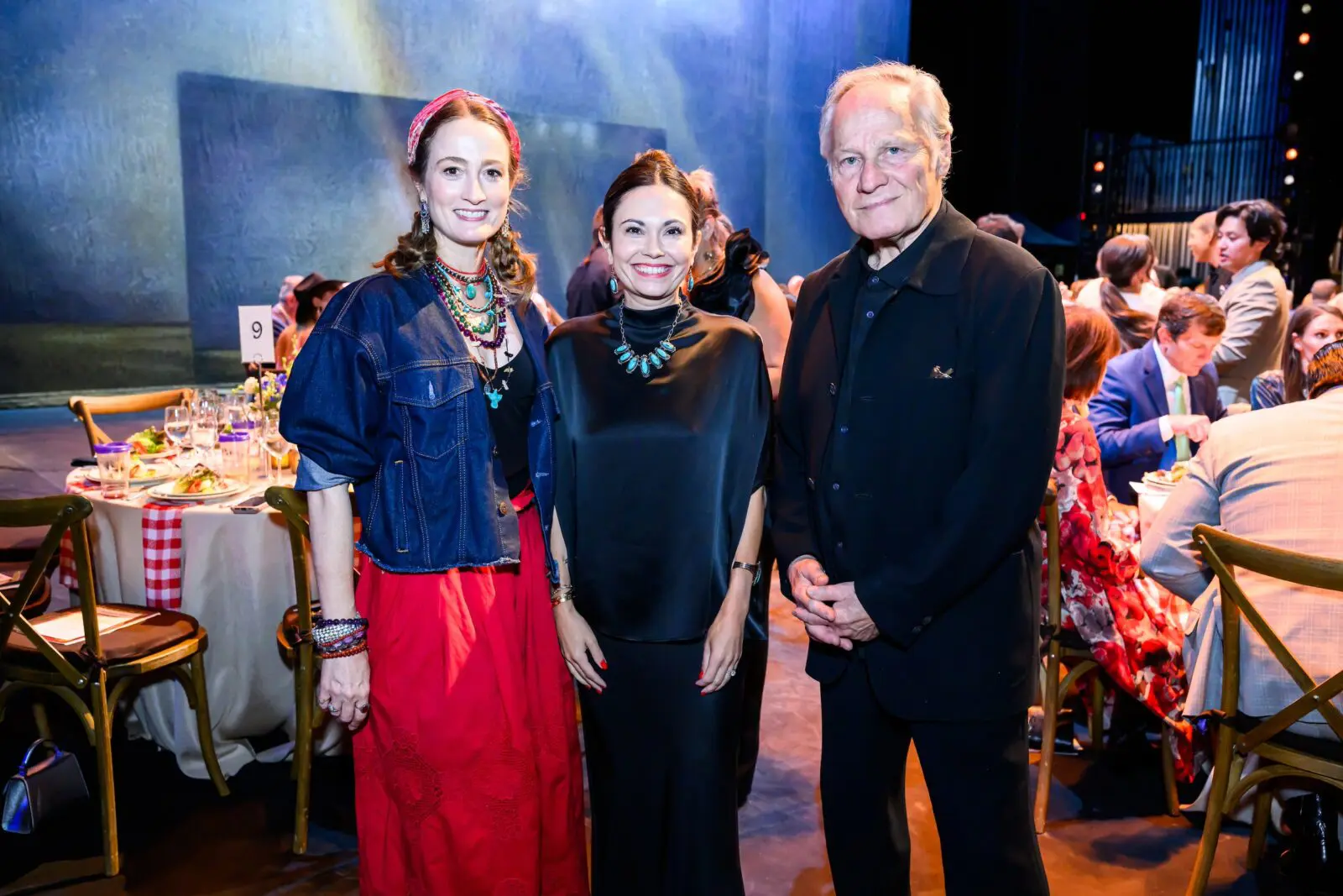Julie Kent, Michele Leal, Lar Lubovitch at Houston Ballet's opening night dinner on stage at Wortham Theater Center  (Photo by Michelle Watson, CatchlightGroup.com)