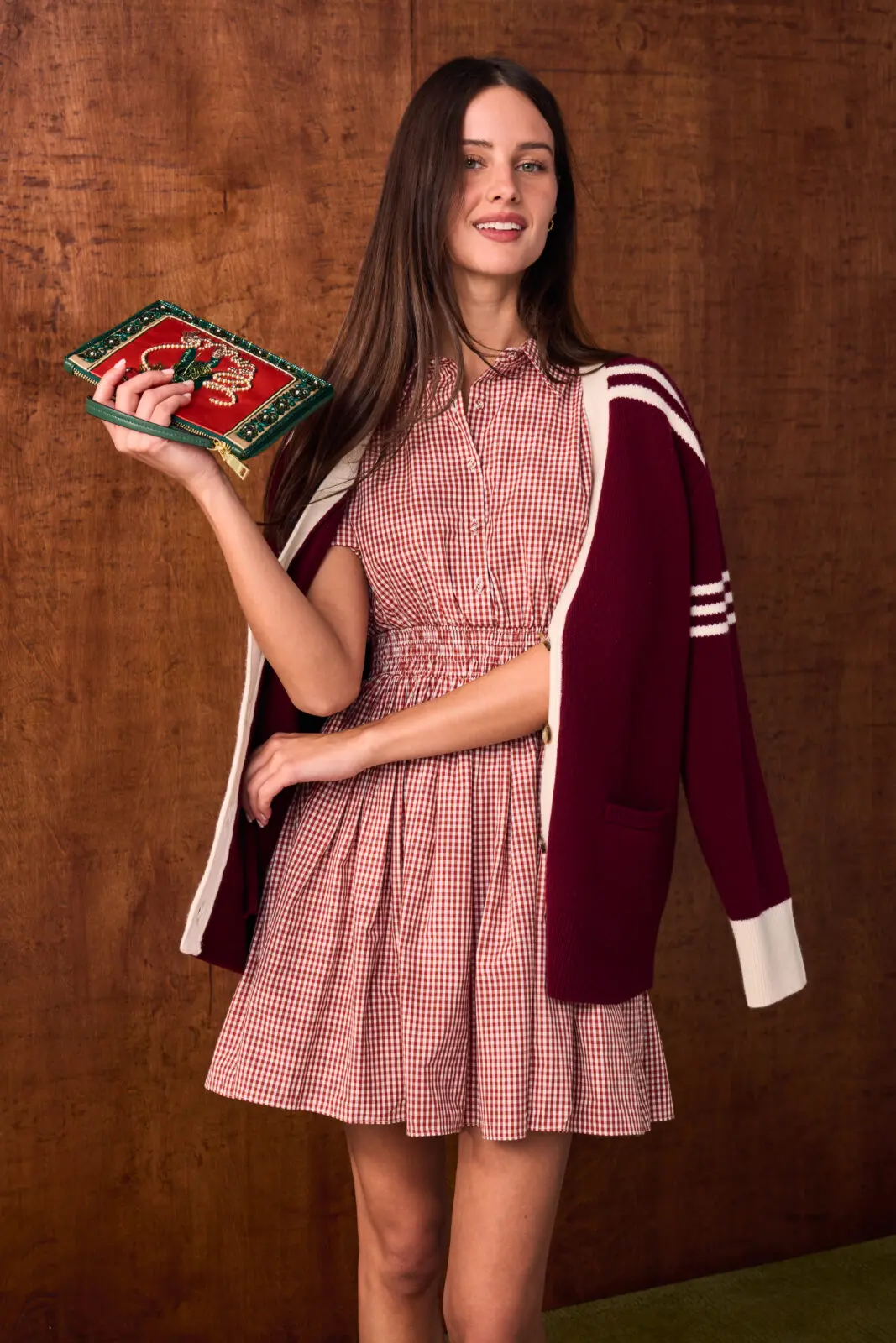 Kate Dress paired with the Varsity Sweater from the Love Note by Lyndsey Zorich Game Day collection for Saint Bernard 