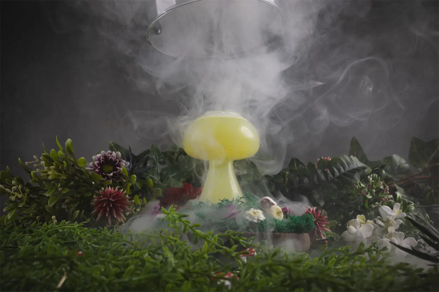 There's also the Magic Mushroom: tequila, genepy, cucumber, sweet pepper, ashwagandha-infused agave, and lemon served in a mini forest setting with citrus fog. (Photo by TJ Perez Photography)