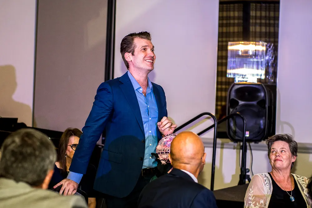 Metropolitan Opera baritone and Fort Worth native Michael Adams dazzles the crowd with “Largo al factotum” from The Barber of Seville. (Photo by Fort Worth Opera )