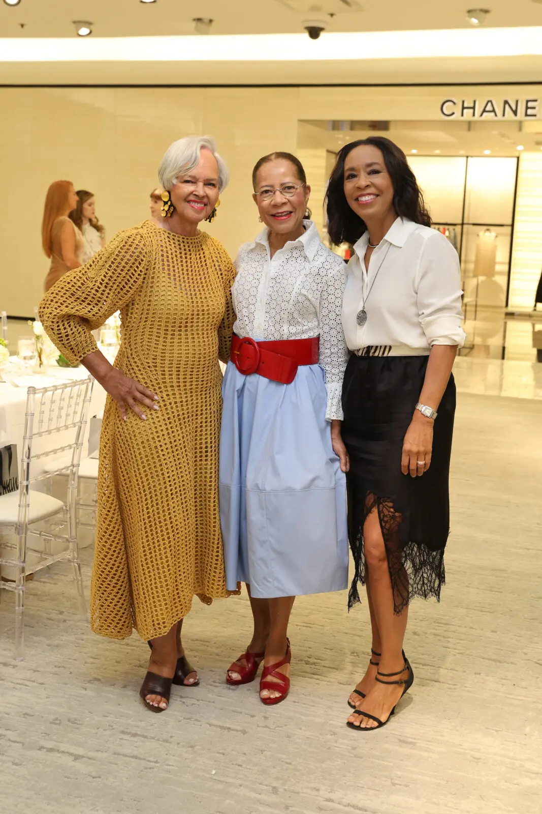 Gayla Gardner, Merele Yarborough, Gina Gaston at the Best Dressed Hall of Fame luncheon hosted by Neiman Marcus. (Photo by Priscilla Dickson)