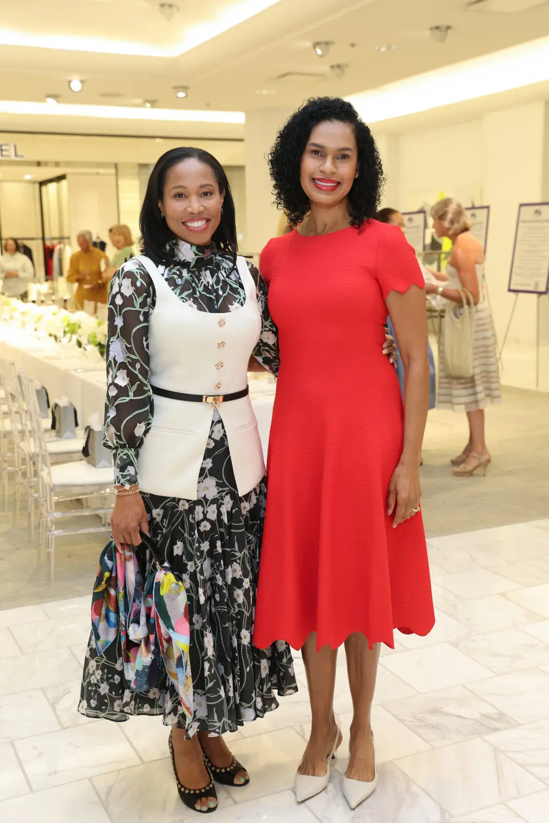 Roslyn Bazzelle Mitchell, Erica Littlejohn Burnette at the Best Dressed Hall of Fame luncheon at Neiman Marcus. (Photo by Priscilla Dickson)