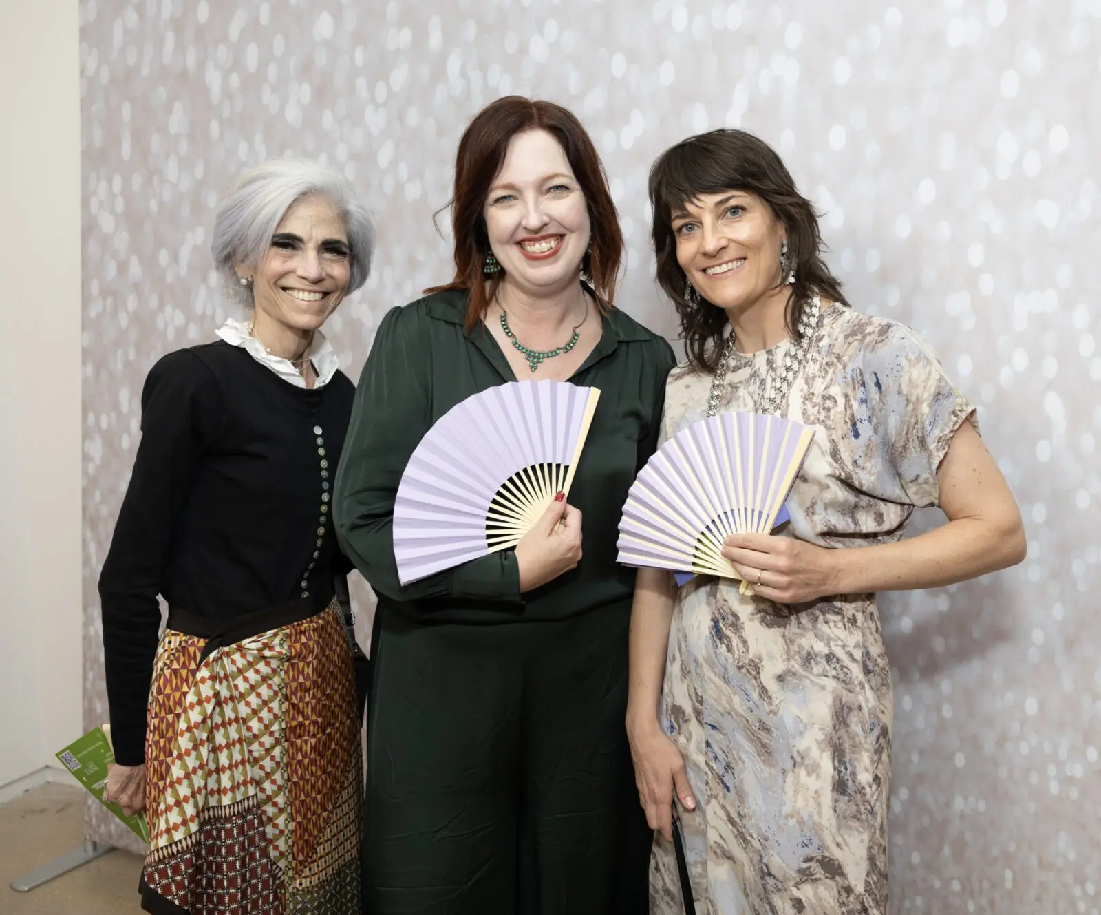 Judy Nyquist, Laura Augusta, Natilee Harren at Blaffer Art Museum Cocktails in the Courtyard (Photo by Jenny Antill Clifton)
