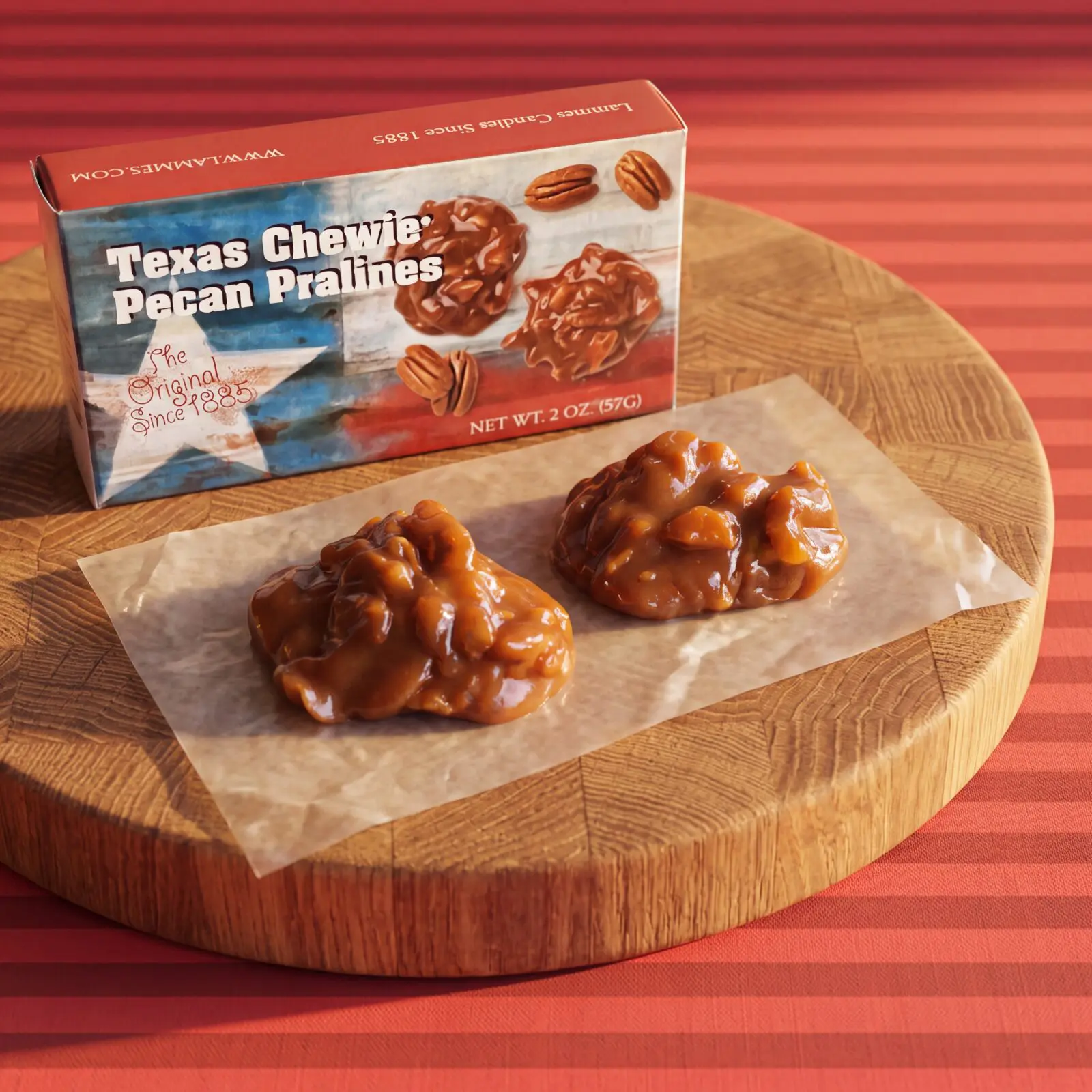 Lammes Candies’ Texas Chewie Pecan Pralines have been made from the same family recipe since 1892. (Photo by Lammes Candies and Dixie Dixon Photography)