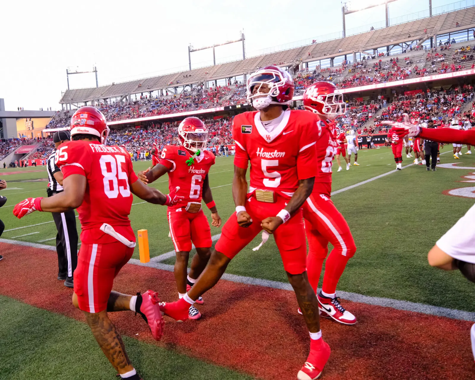 University of Houston freshman quarterback Keisean Henderson knows how to celebrate a touchdown. (Photo by F. Carter Smith)