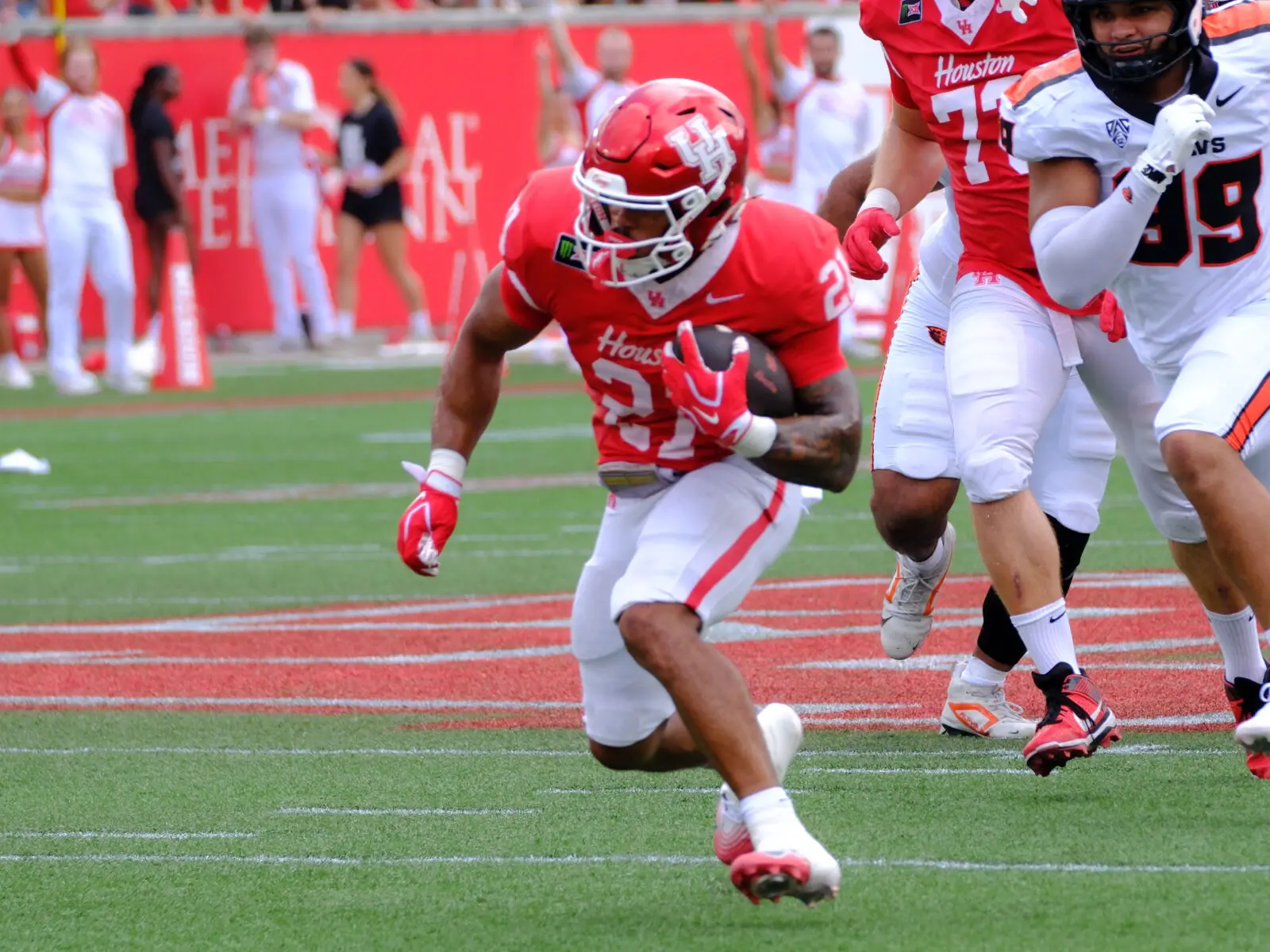 University of Houston running back Makhi Hughes is a fierce runner. (Photo by F. Carter Smith)