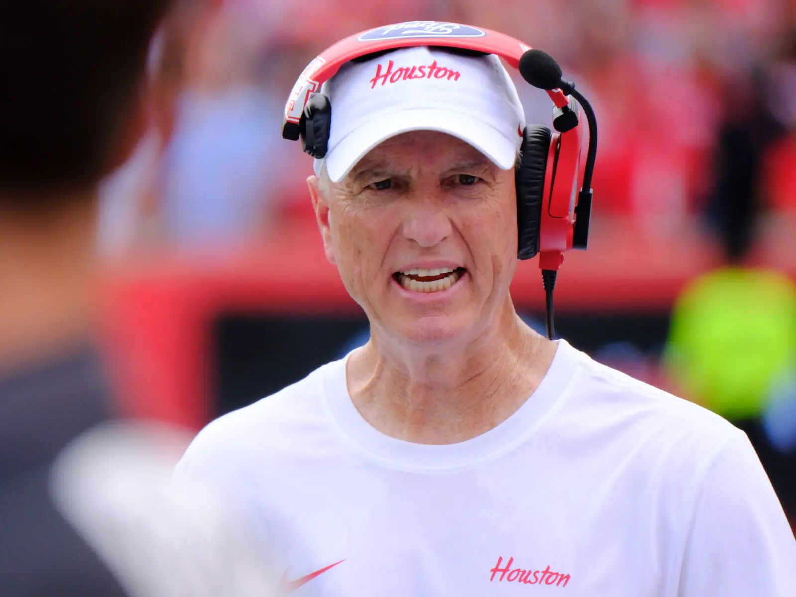 University of Houston coach Willie Fritz is intense during games. (Photo by F. Carter Smith)