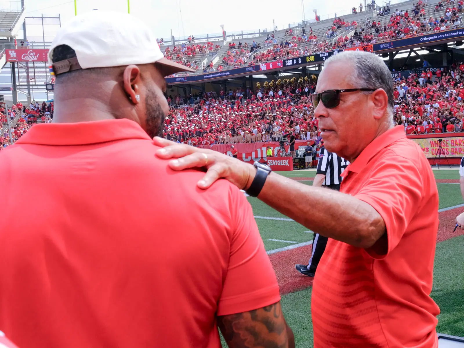 University of Houston basketball coach Kelvin Sampson is always connecting with people. (Photo by F. Carter Smith)