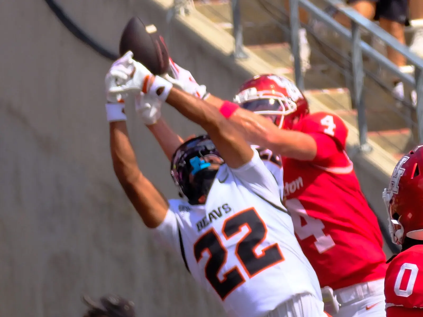 University of Houston footall wants play makers all over the field. Trent Walker almost made a great one here. (Photo by F. Carter Smith)