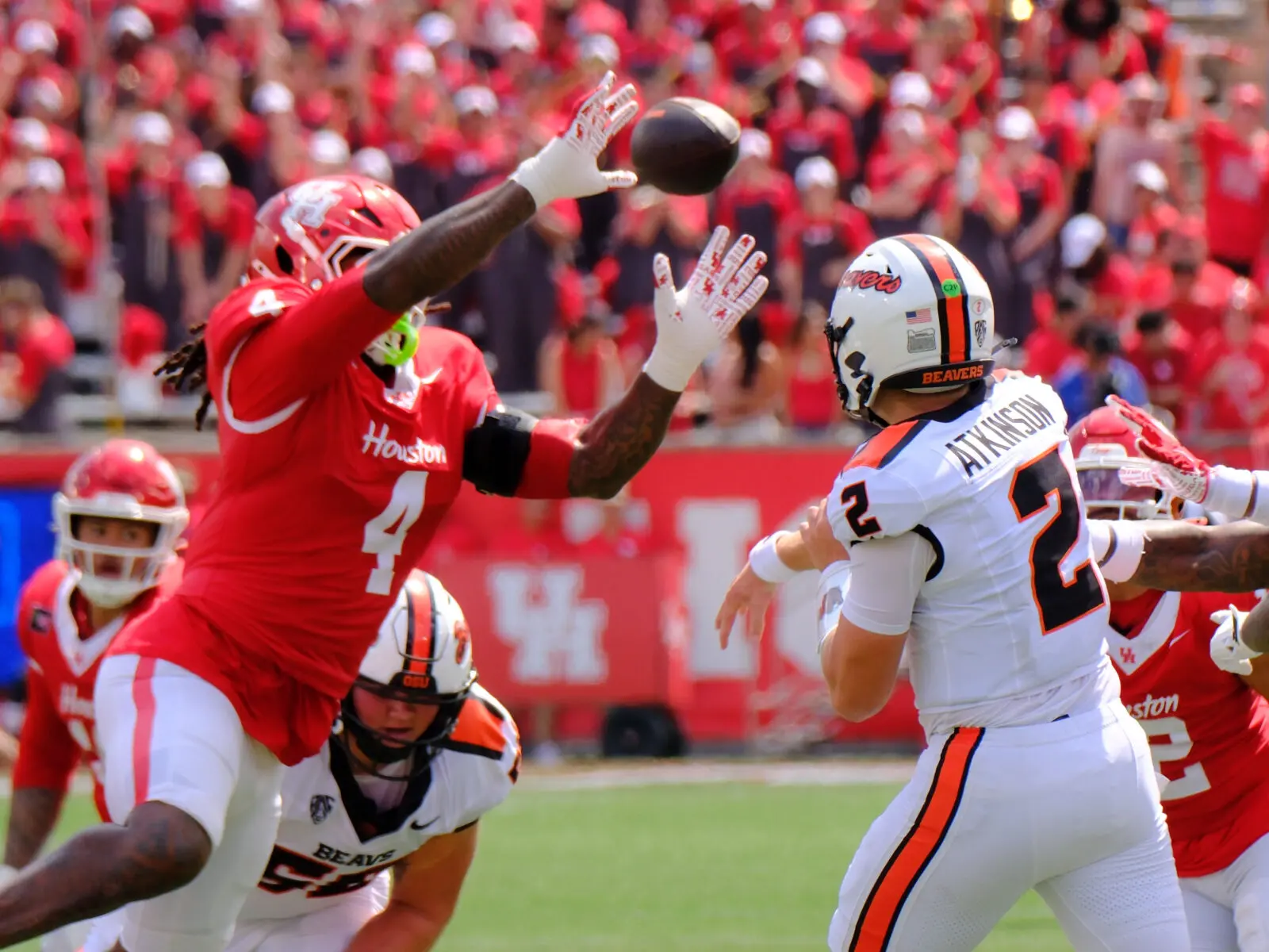 Brandon Mack II has been in college football for a long time, but he's still making plays for the University of Houston.  (Photo by F. Carter Smith)