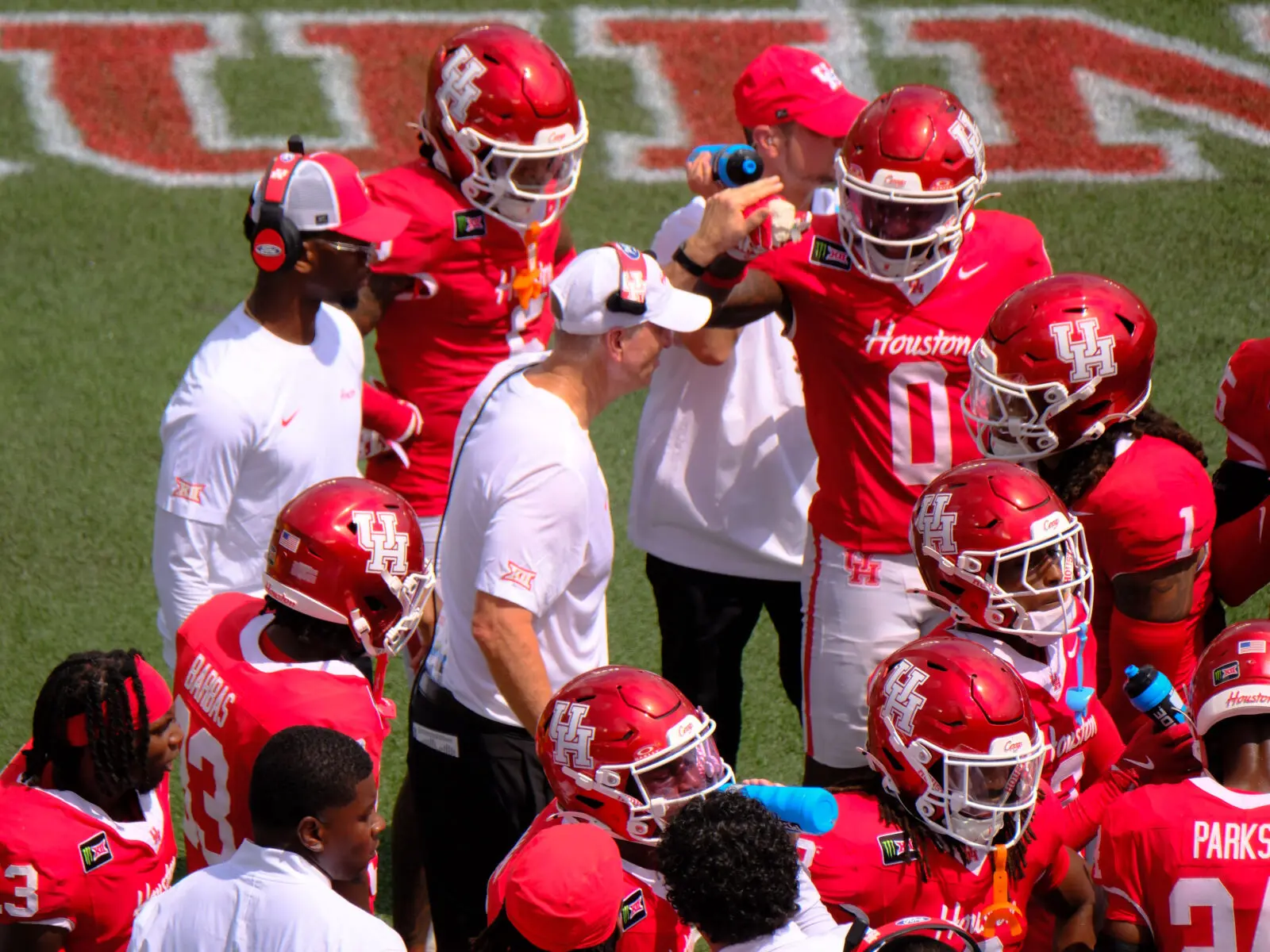 University of Houston coach Willie Fritz is always in the center of it with his team. (Photo by F. Carter Smith)