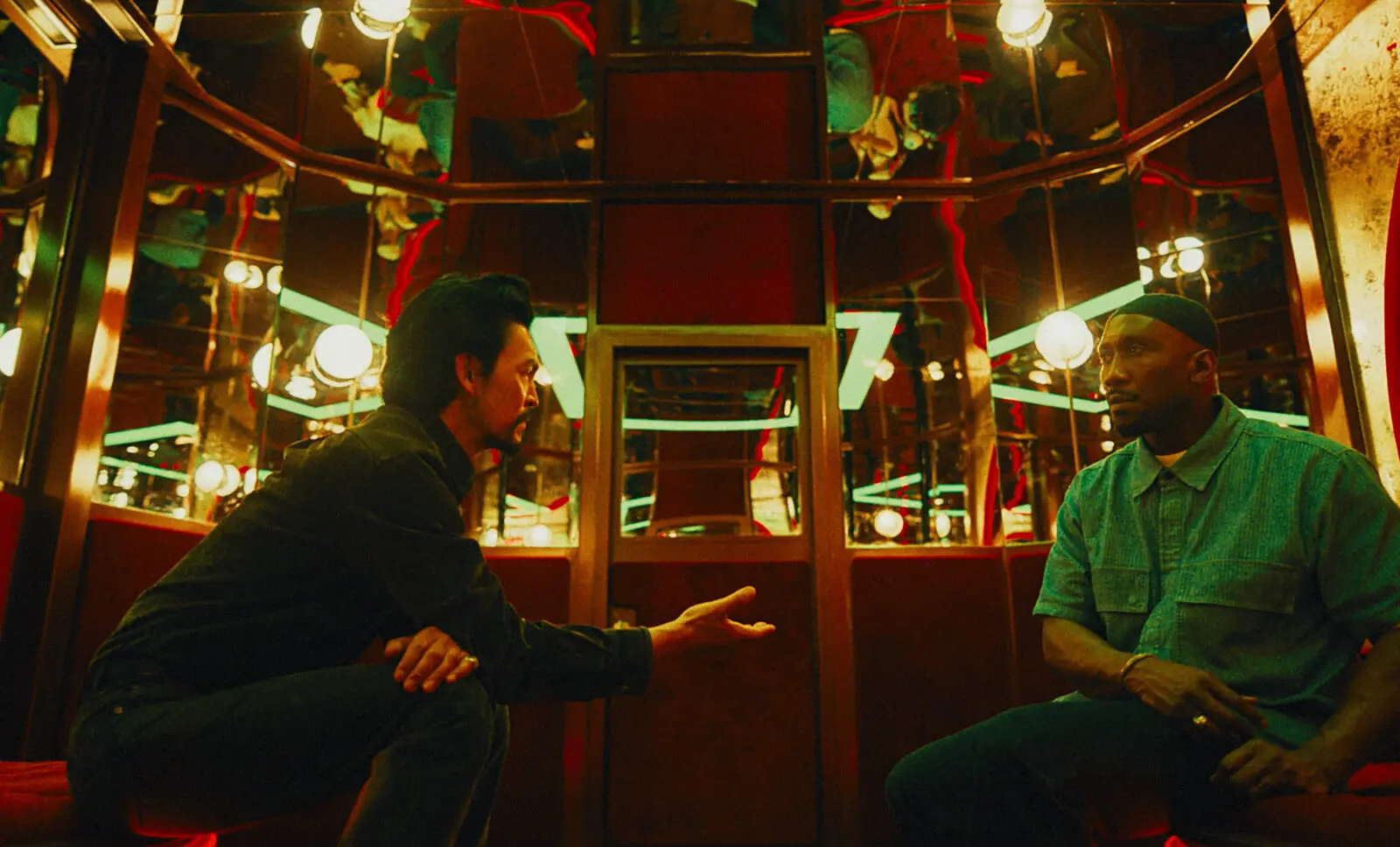 (L to R) John Cho as Pastor Hwan and Mahershala Ali as Latif in YOUR MOTHER YOUR MOTHER YOUR MOTHER, from Amazon MGM Studios.

Photo Credit: Courtesy of Amazon MGM Studios

© 2026 Amazon Content Services LLC. All Rights Reserved.