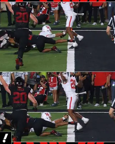 University of Houston quarterback Conner Weigman kept reaching for the goal-line on the decisive 2-point conversion attempt, but his knee is down. Just short.