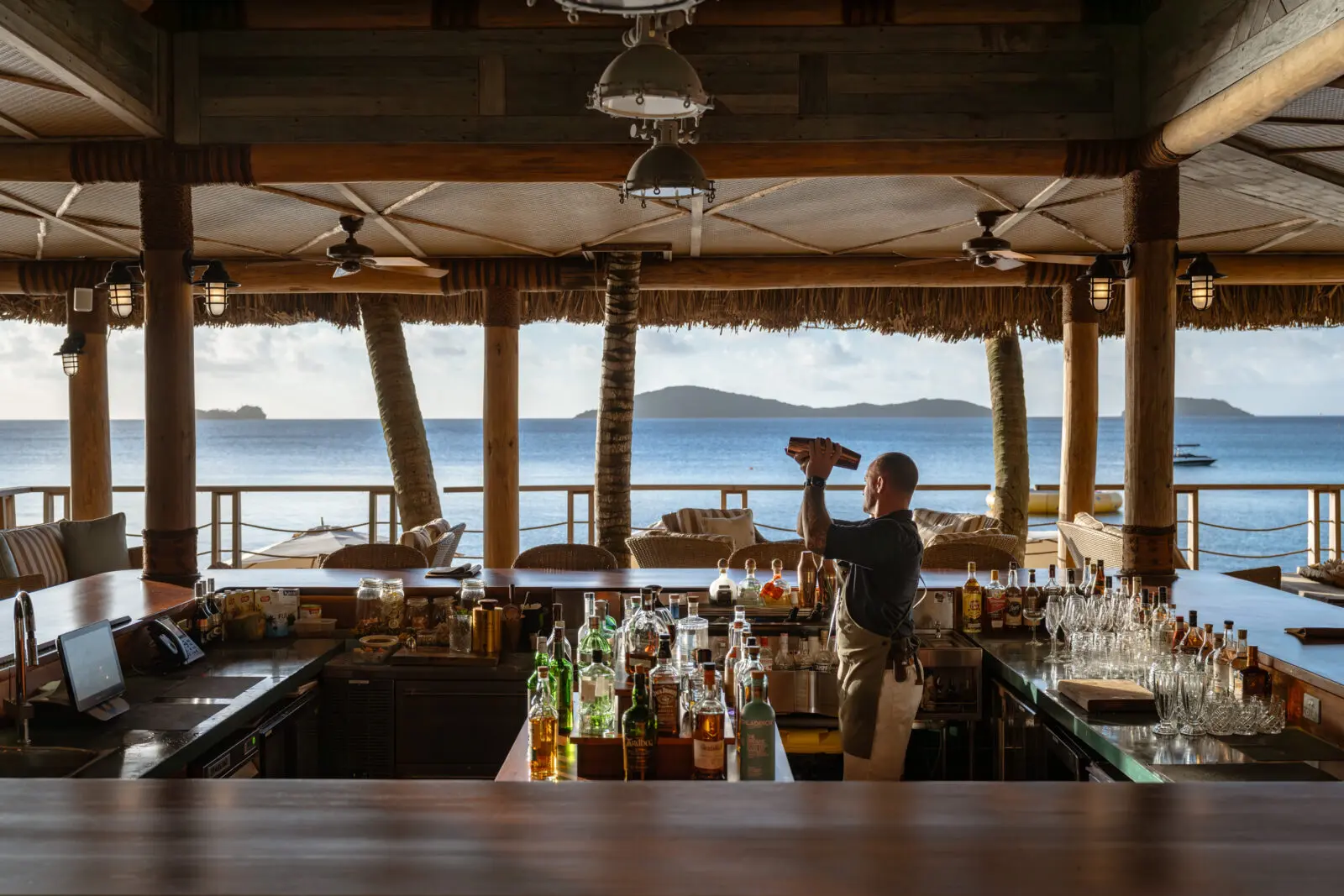 Kokomo Private Island boasts three restaurants and major sunset cocktail views. 
