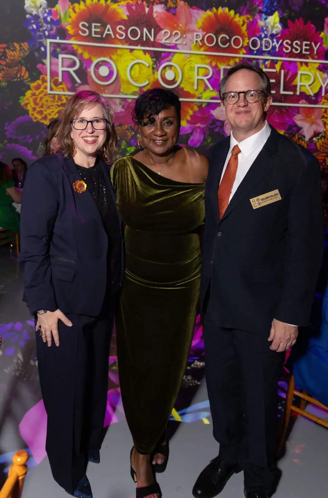 Amanda McMillian, Rachel Jordan, and Ben Holloway at the ROCO gala (Photo by Alida Bonifaz)