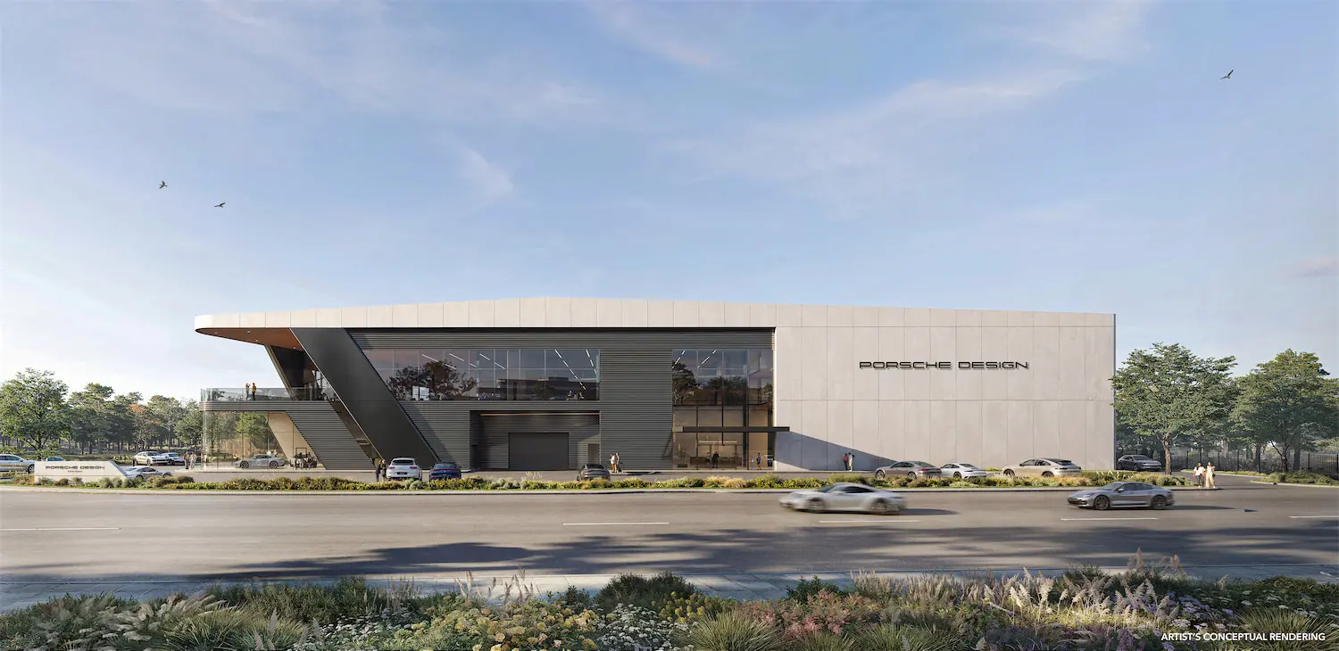 The show-stopping design of Porsche Design Concours was executed by the Dallas firm Gensler. (Courtesy rendering)