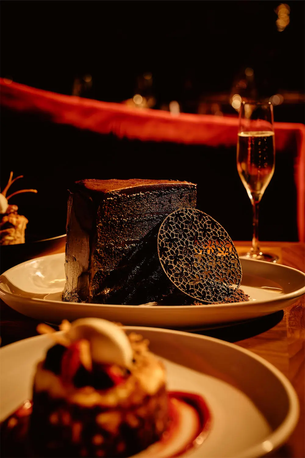 For dessert at Docent, the Devil’s Food Cake is also absolutely massive and decadent. (Photo by Harwood Hospitality)
