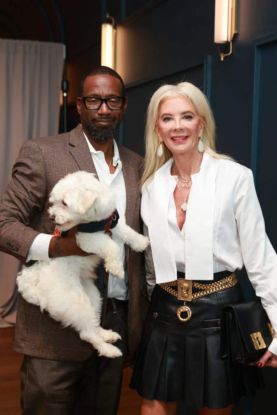 Gabrell Riley with Hooper, Tama Lundquist at PetSet's 'Le Brunch' (Photo by Priscilla Dickson)