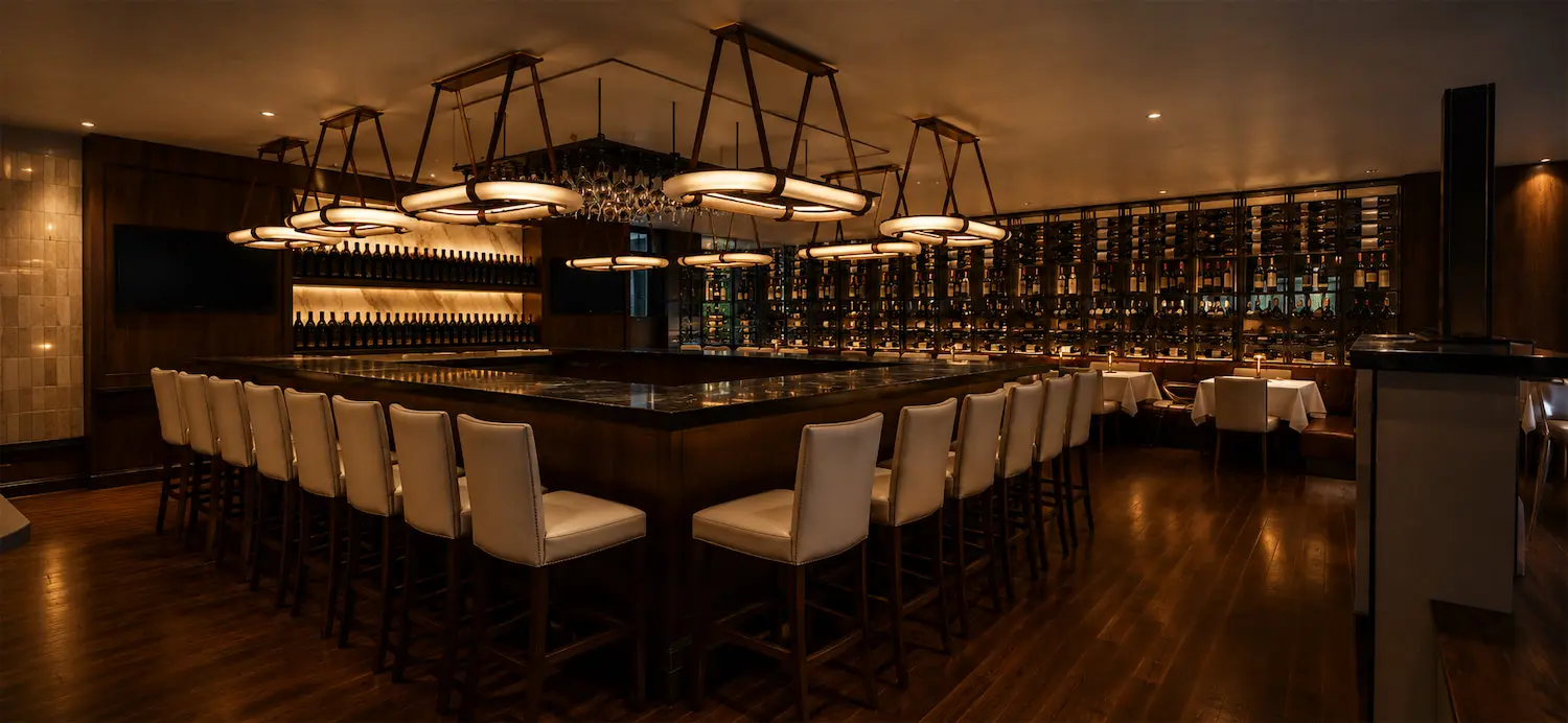 Other highlights of the Steak 48 Dallas space include wood and custom stone accents that will bring texture to the contemporary design. (Courtesy rendering)