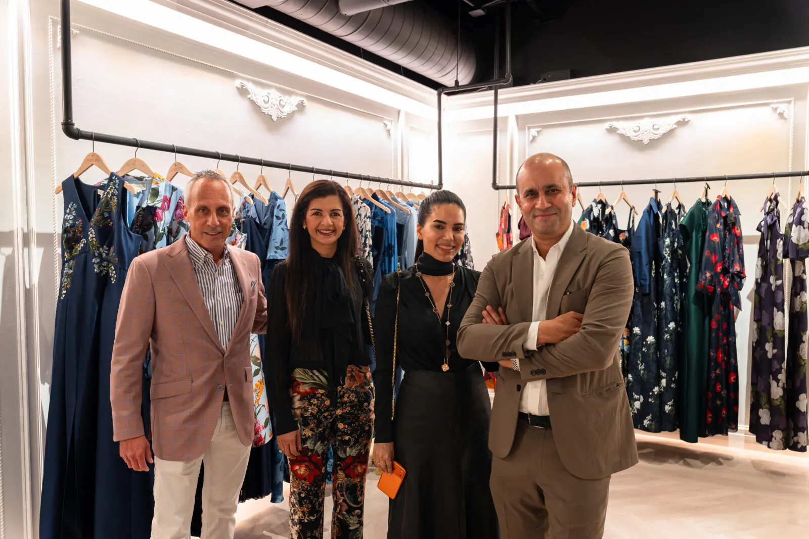 Mark Sullivan, Naureen Malik, Nina Magon, Sachin Alhuwalia at the Sachin Babi showroom launch in houston (Photo by Hasan Studio)