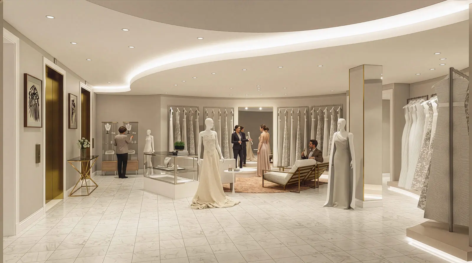 Relocated to the lower level at NorthPark, the Neiman Marcus Bridal Salon is expected to open in early December. (Renderings credit: Neiman Marcus and Arcadis Inc.)