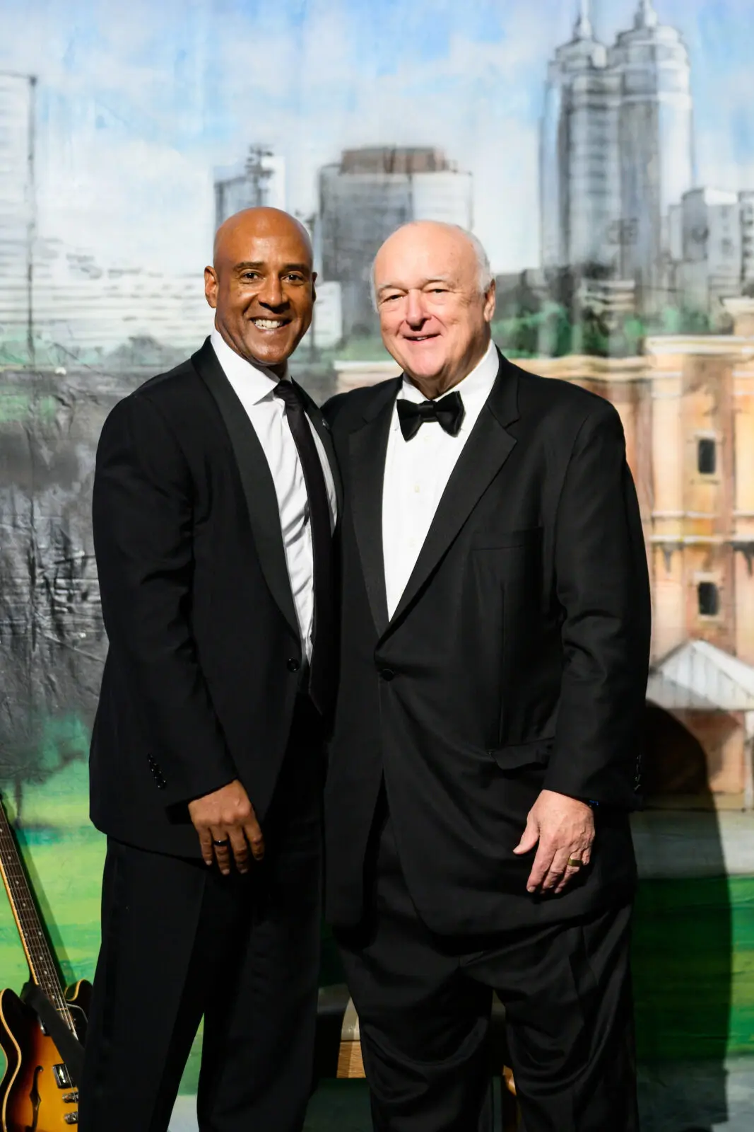 Rice University president Reginald DesRoches, Bucky Allshouse at 'An Evening for Rice's Honour' (Photo by Jeff Fitlow)