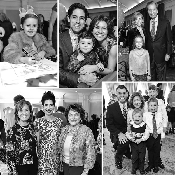 Scenes from Houston Symphony Magical Musical Morning 2013. Clockwise: Brinnely Tanner; Jason & Rachel Volz with Oliver; Tricia & David Dewhurst with Caroline Dewhurst; Mark & Christina Hanson with Andrew, Christopher, and Nicholas Hanson; Donna Josey Chapman, Kelli Cohen Fein, and Beth Wolff.