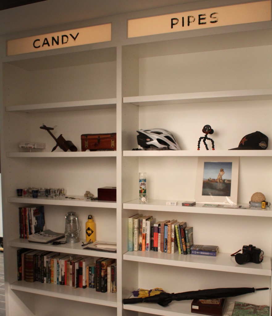 In Bramel's loft-style apartment, formerly the doctor's office adjoining the pharmacy, signage from the original Huston's has been carefully preserved.