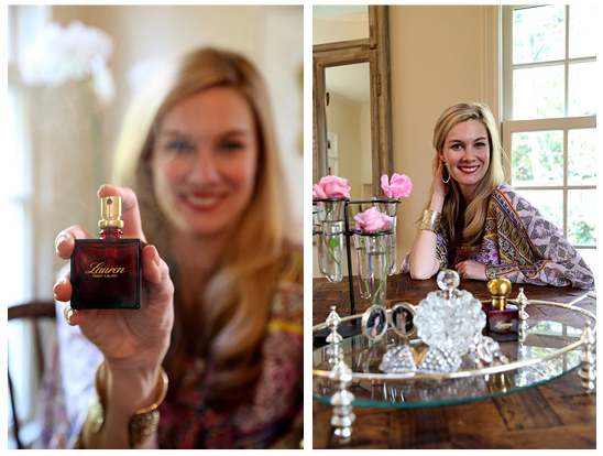 Style blogger, Carly Lee sprays her signature scent. 