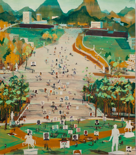 Jules de Balincourt's "Idol Hands," 2012. Has Grandmother Moses gone haywire? 