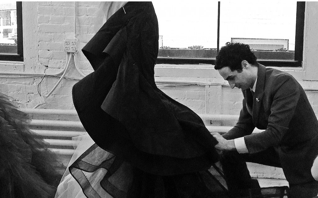 Zac Posen working in his design studio. 