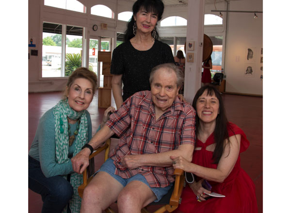 Harry D. Anspon with artists Linda Hofheinz and Anne Rees- Hernandez (standing) and this scribe, at G Spot Contemporary's "Beyond Graphite," July 2014. Gilbert gave any artist a chance including 90-some year old Dr. Anspon, my Dad. 
