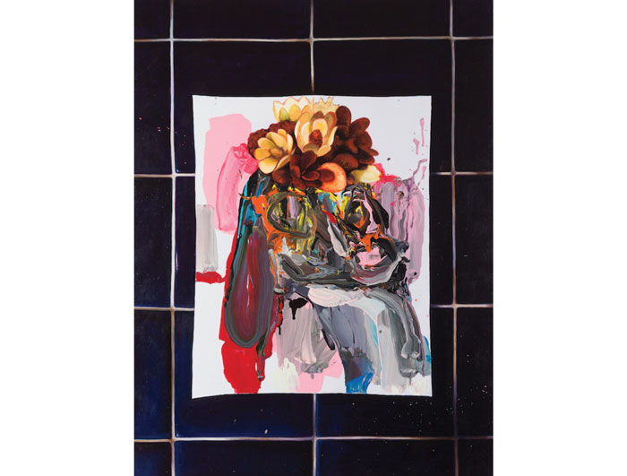 "Tile Jammer," 2015, borrows background inspiration from the tiles in Stine's kitchen. 