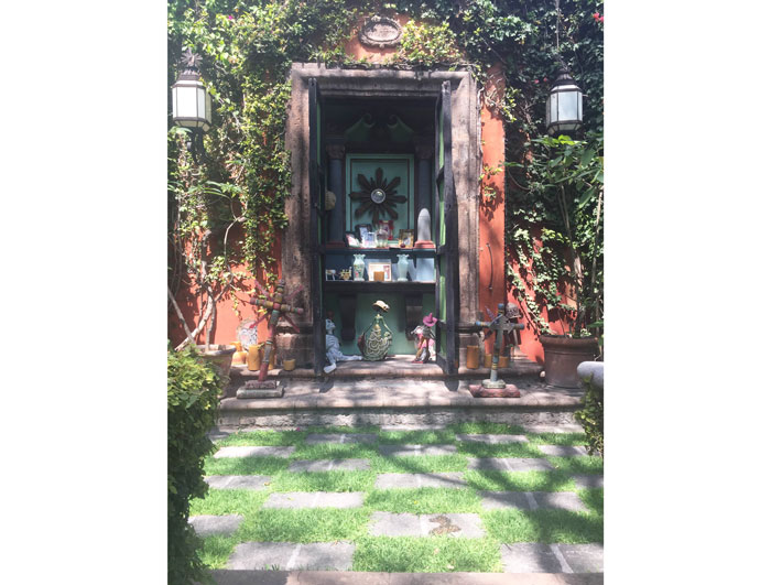 One of the many courtyards at Casa Hyder filled with treasures from around the world. 